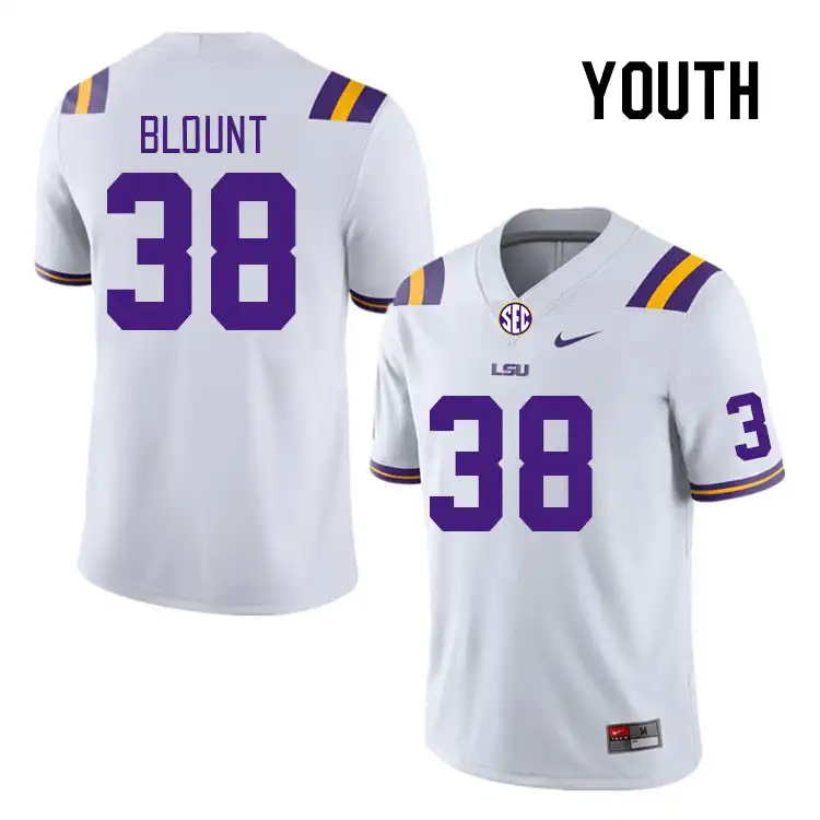 Youth LSU Tigers Darian Blount #38 White NCAA Football Jersey